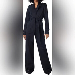 NWT LITA by Ciara Long Sleeve Wide Leg Stretch Cotton Trench Jumpsuit Size Small